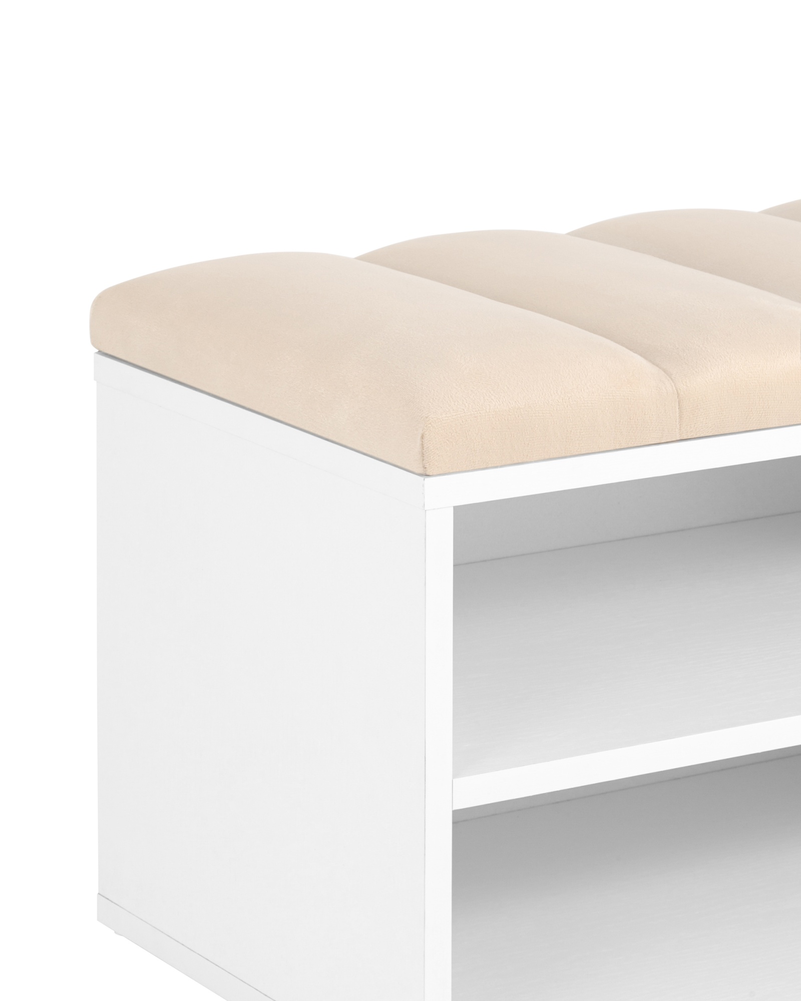 Обувница Хольст белая велюр бежевый Stool Group