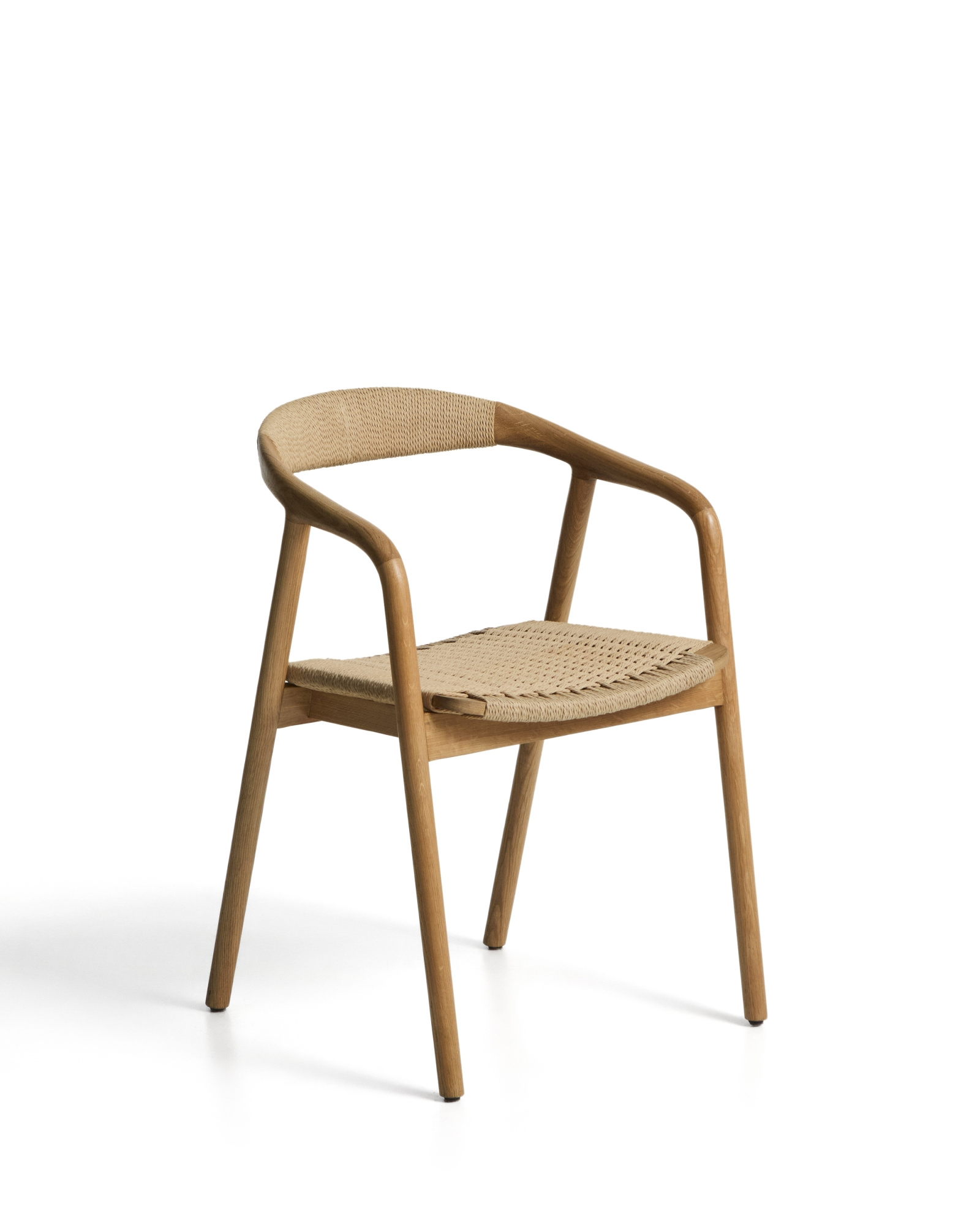 Уличный стул Derile из массива дуба в натуральной отделке и бежевой веревки La Forma 481905