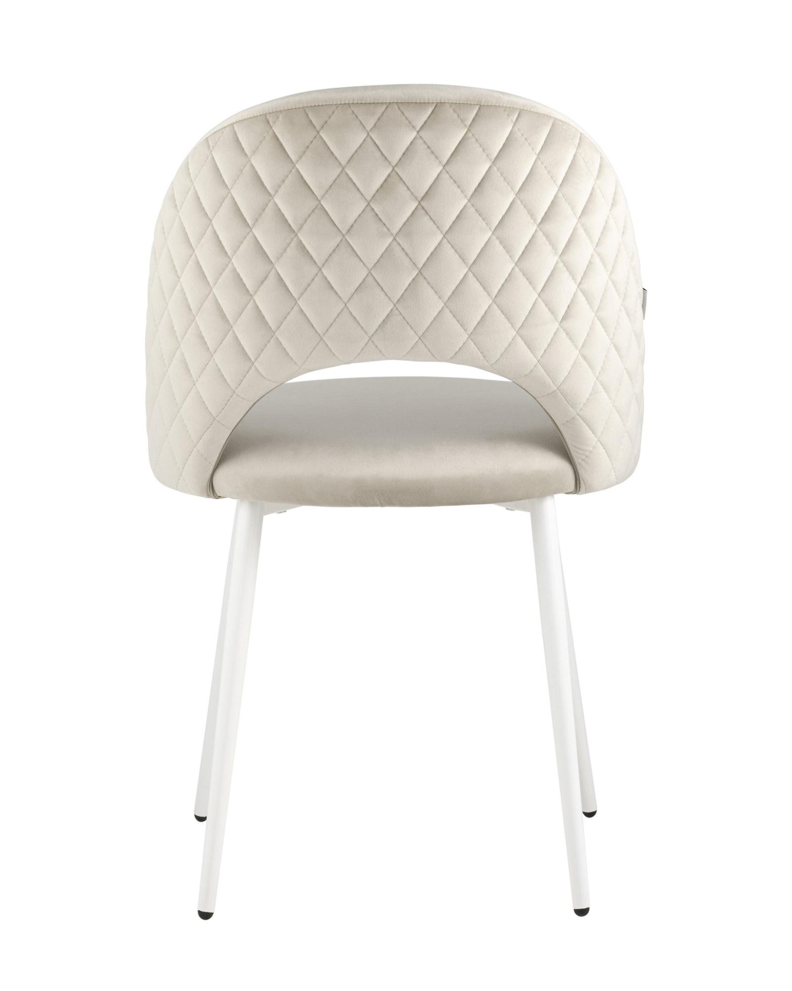 Стул Меган NEW велюр с ромбами бежевый белые ножки Stool Group