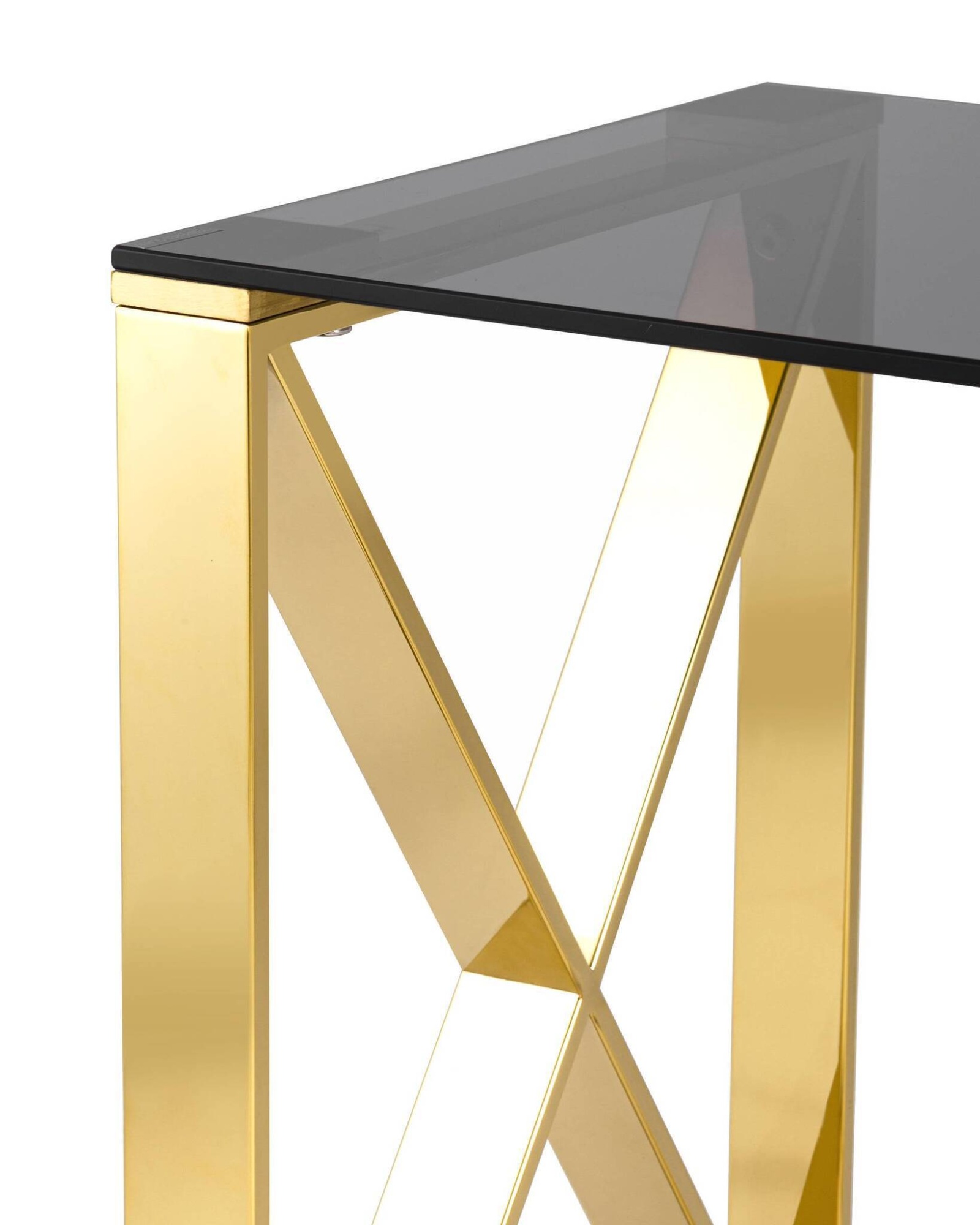 Журнальный стол 40*40 КРОСС золото стекло smoke Stool Group