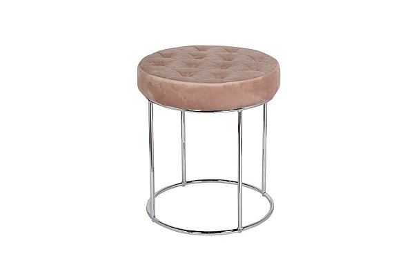 Пуф велюровый круглый розовый/хром Garda Decor GY-BEN8172-PK