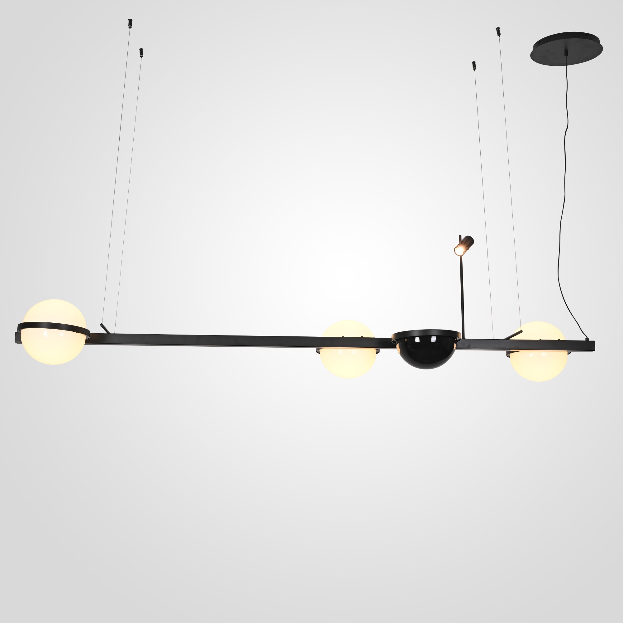 Реечный Подвесной Светильник Palma Wall Lamp 3 Шара + 1 Вазон Горизонтальная By Imperiumloft