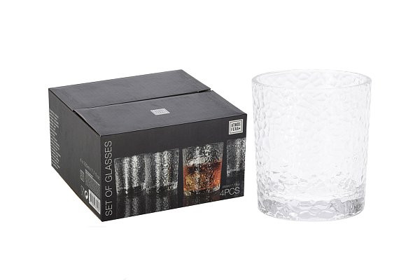 Набор из 4х стаканов для виски из фактурного стекла Garda Decor YE7300910