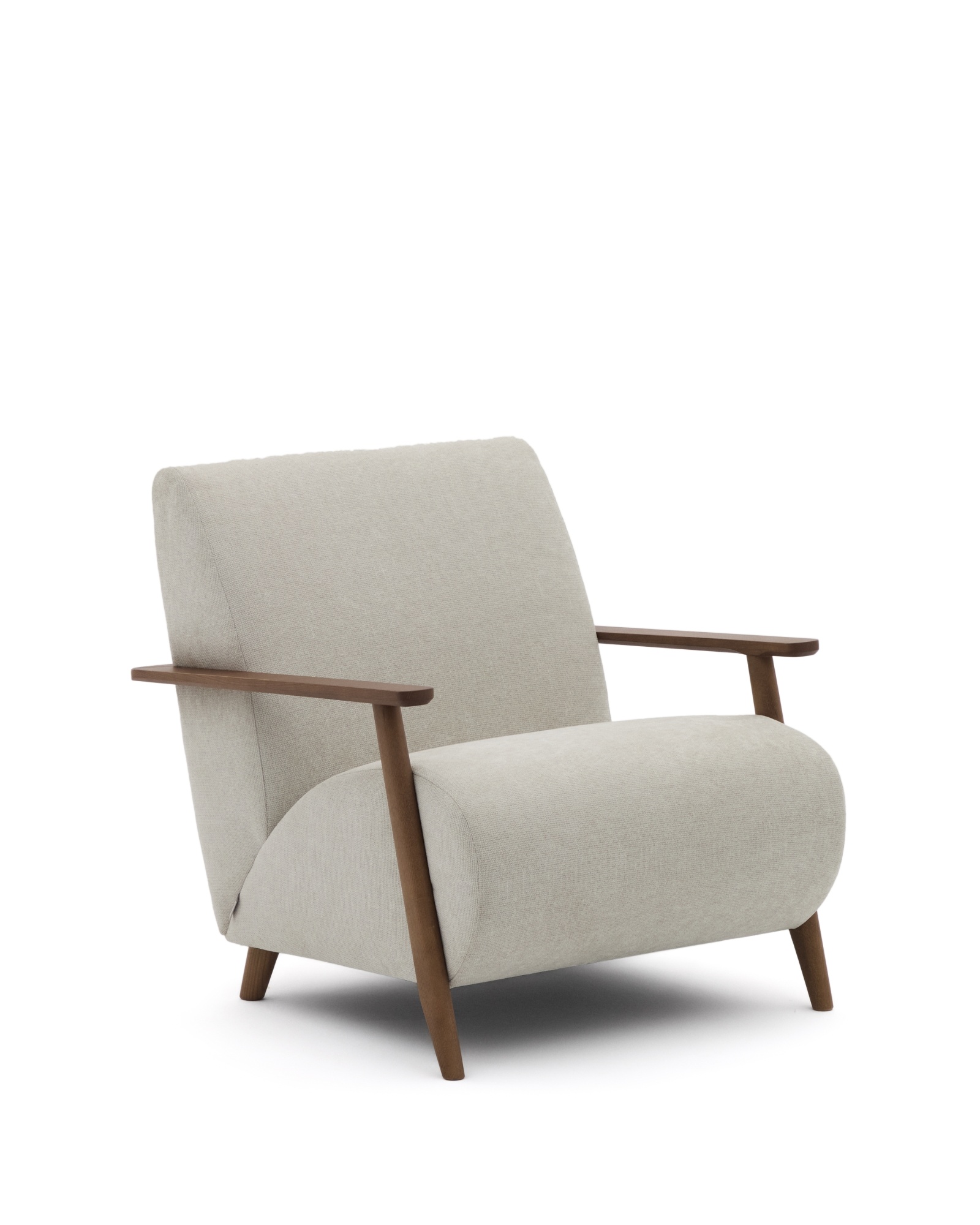 Кресло Meghan из жемчужного шенилла и массива ясеня с отделкой под орех La Forma (ex Julia Grup)