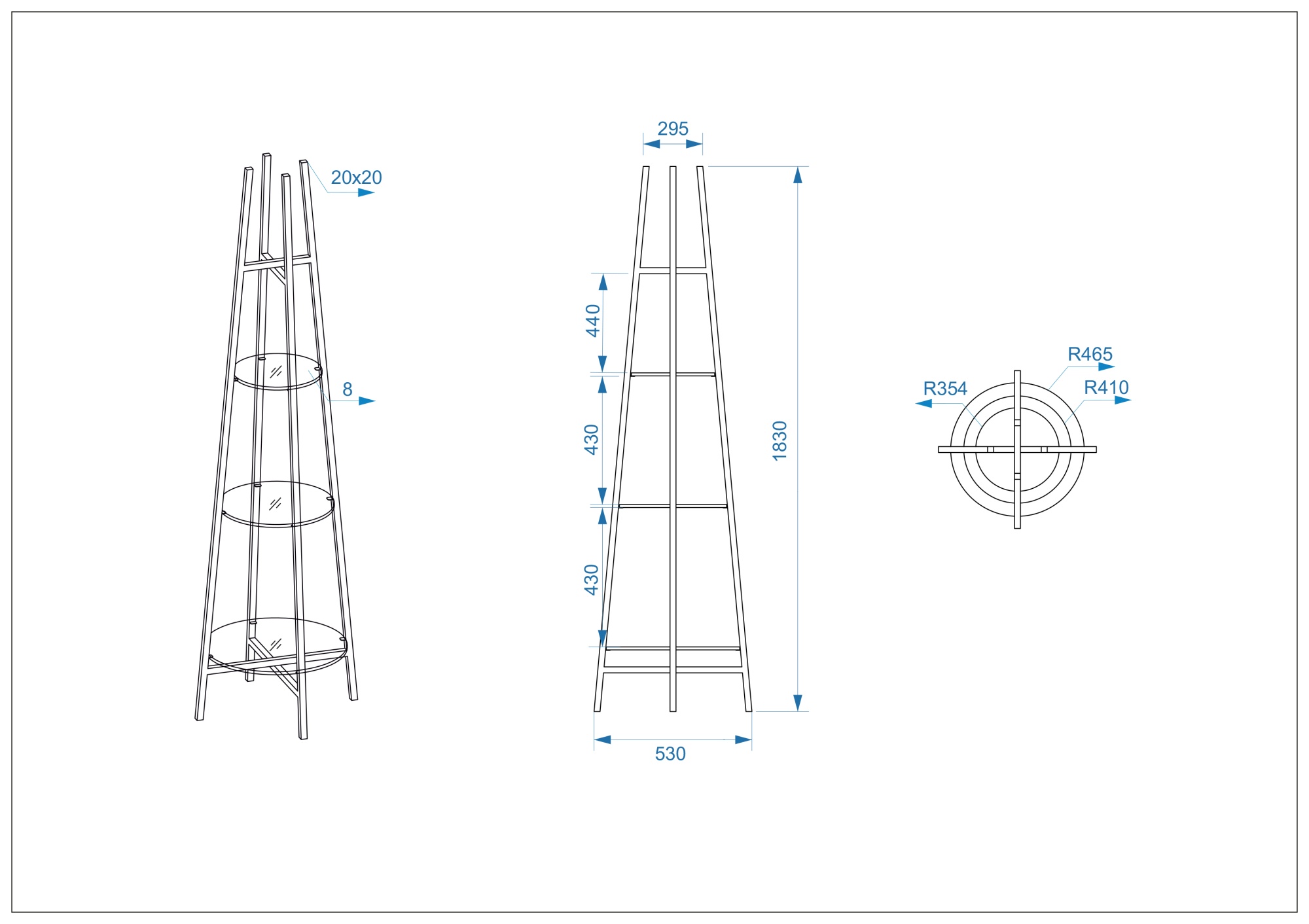 Стеллаж прозрачное стекло/золото Garda Decor 47ED-00501