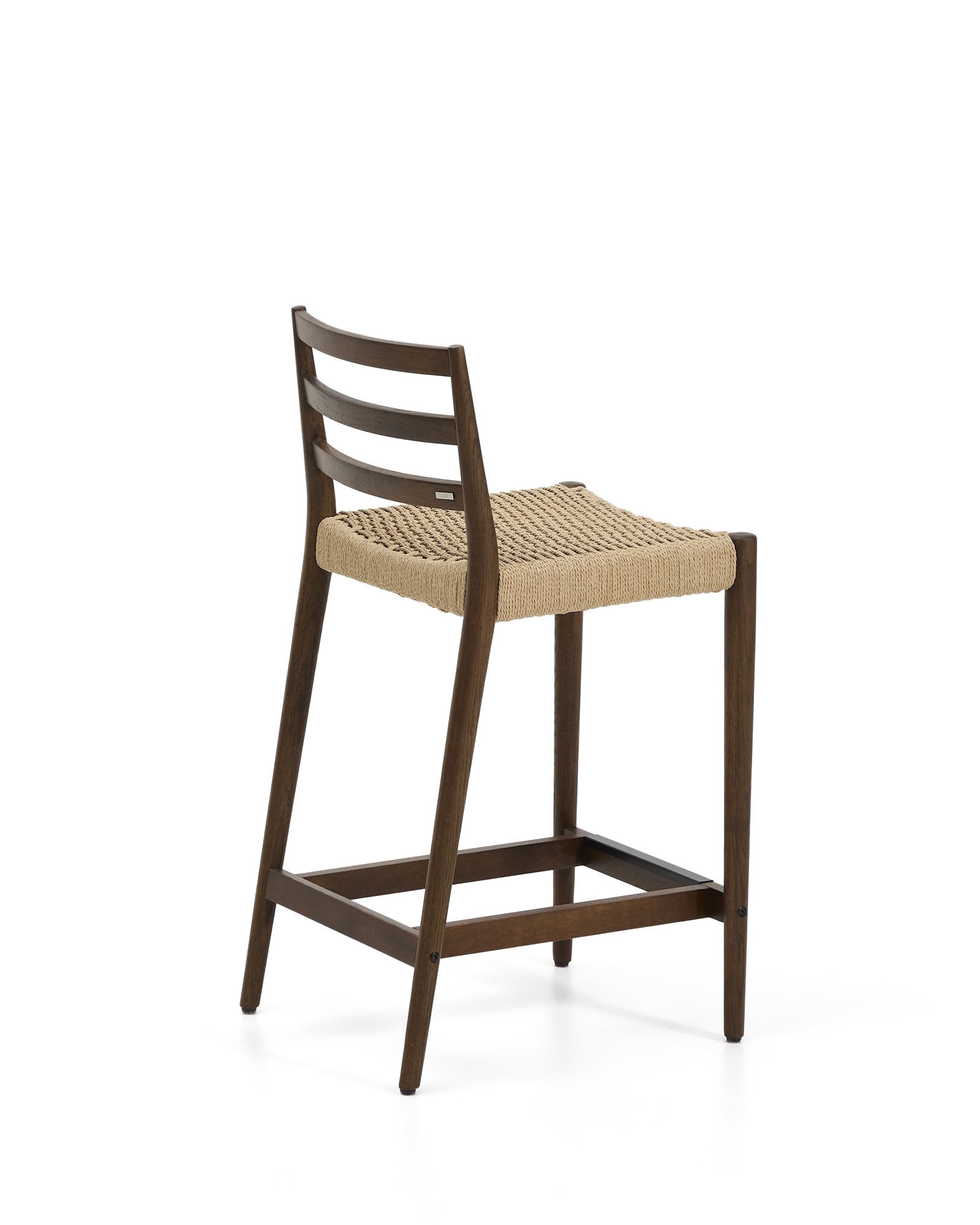 Полубарный стул Analy из массива дуба в отделке орех и веревочным сиденьем 65 см La Forma (ex Julia Grup)