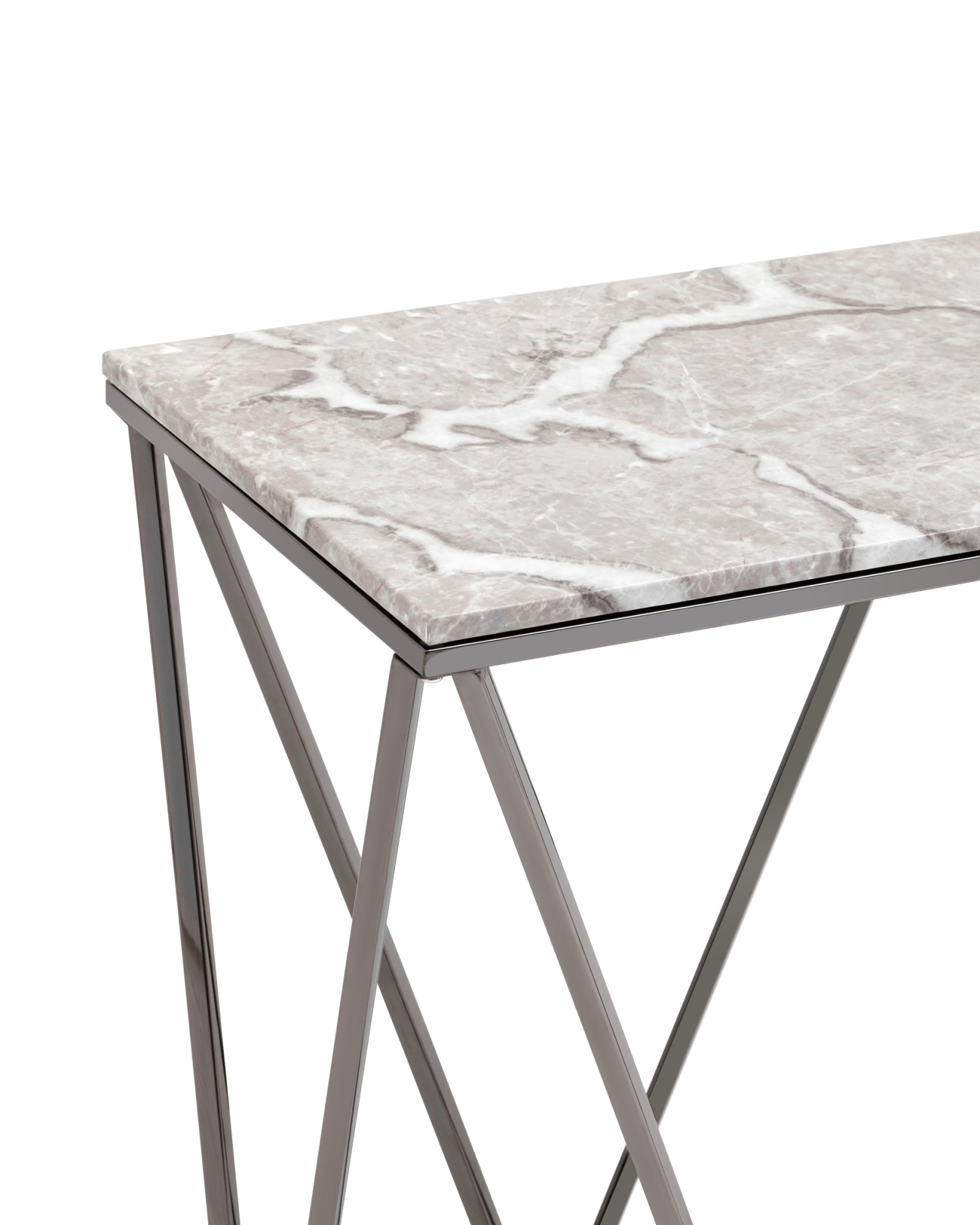 Консоль Авалон 122*41 серый мрамор сталь темный хром Stool Group