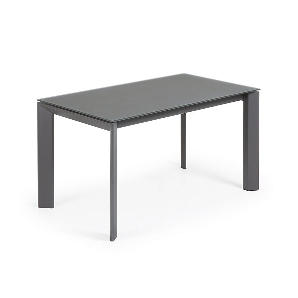 Стол Atta 140 (200) x90 темно-серый, стекло La Forma (ex Julia Grup)