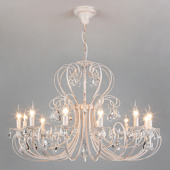 Подвесная люстра Eurosvet 3305/12 белый с золотом/прозрачный хрусталь Strots