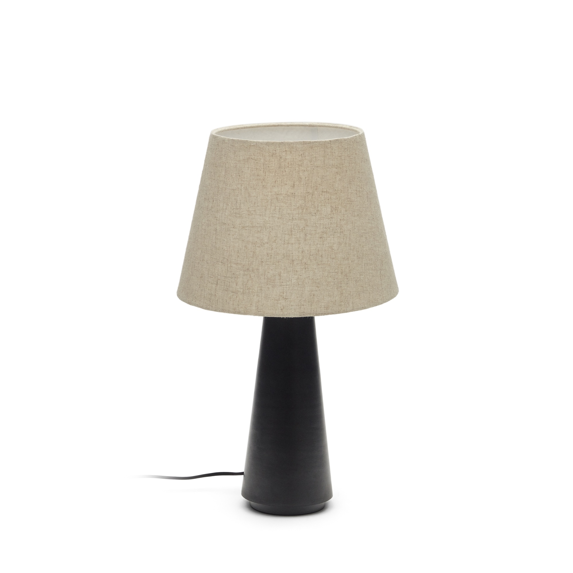 Torrent Металлическая настольная лампа с черной отделкой и льняным абажуром La Forma (ex Julia Grup)