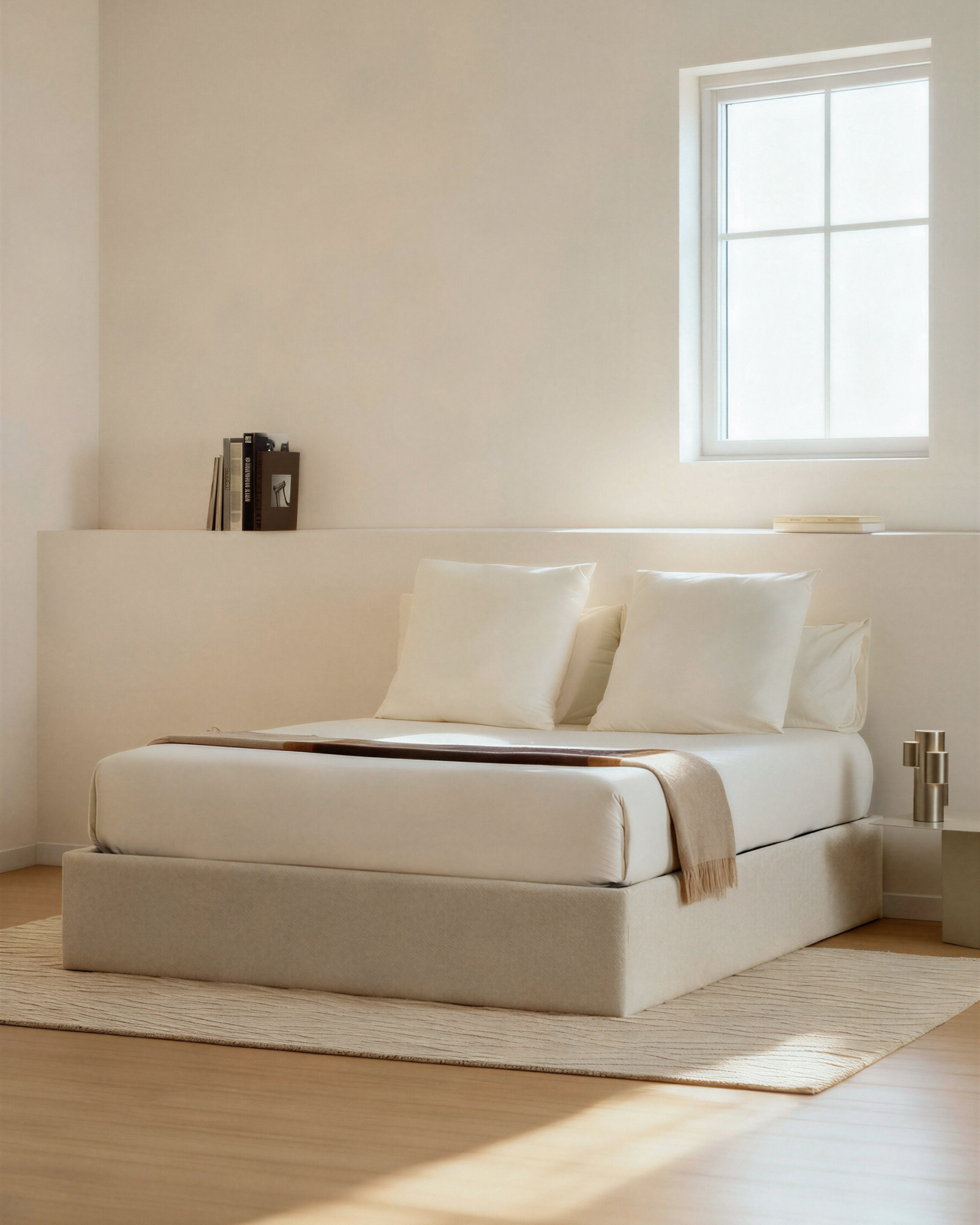 Основание кровати Nelzi из шенилла цвета экрю для матраса 180 x 200 см La Forma 463753