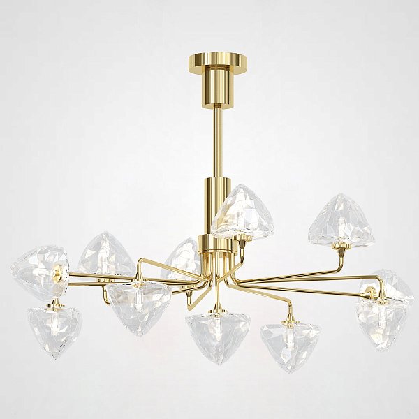 Люстра на штанге ICE 11 lamps Gold by ImperiumLoft