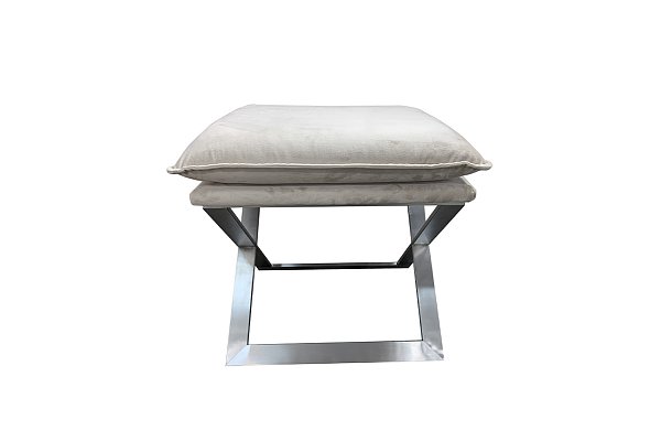 Пуф велюровый бежевый/хром Garda Decor N-OT-188 BG SL