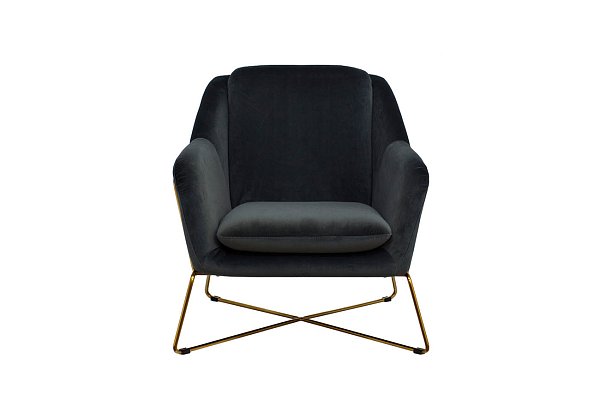 Кресло на металлическом каркасе велюровое серо-зеленое Garda Decor 46AS-AR2976-GR