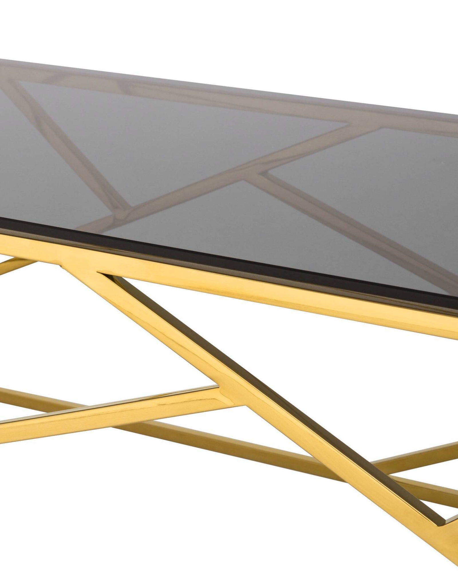 Журнальный стол 120*60 АРТ ДЕКО стекло smoke сталь золото Stool Group