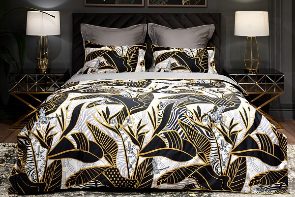 Пододеяльник Тропики 150х215см золото/серый Garda Decor 130HB-00002