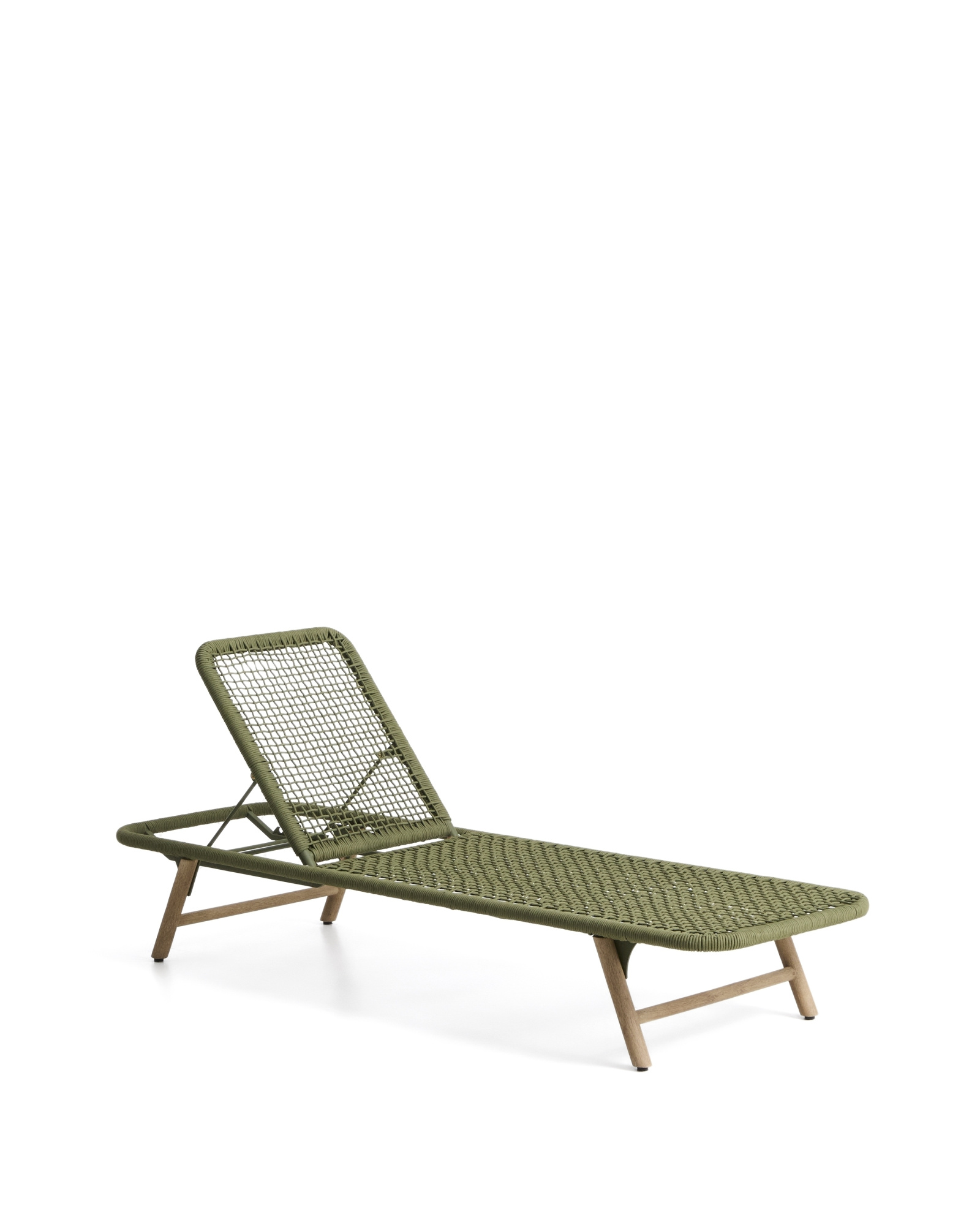Шезлонг Dandara из зеленой стали и веревки на ножках из массива акации La Forma 482373