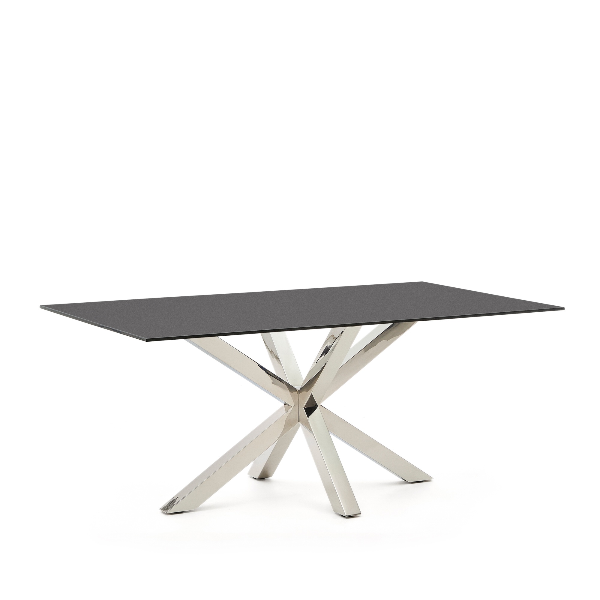 Стол Argo из матового черного стекла и ножками из нержавеющей стали 180 x 100 см La Forma (ex Julia Grup)