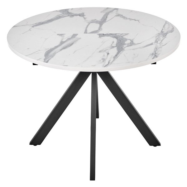 Стол Rudolf круглый раскладной 100-130x100x75см, белый мрамор, чёрный Bradex Home RF 0417