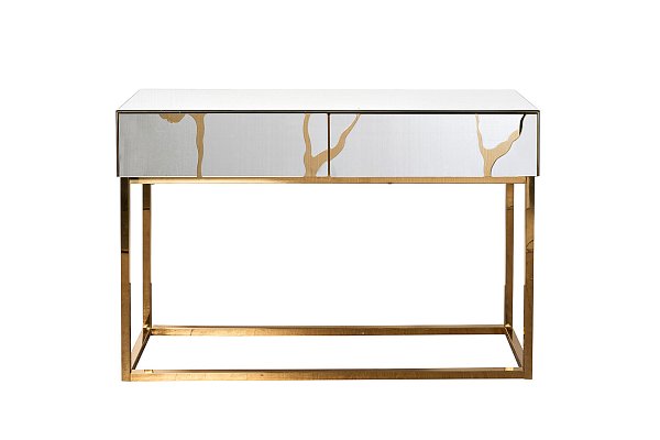 Консоль зеркальная с золотым декором Garda Decor KFG197