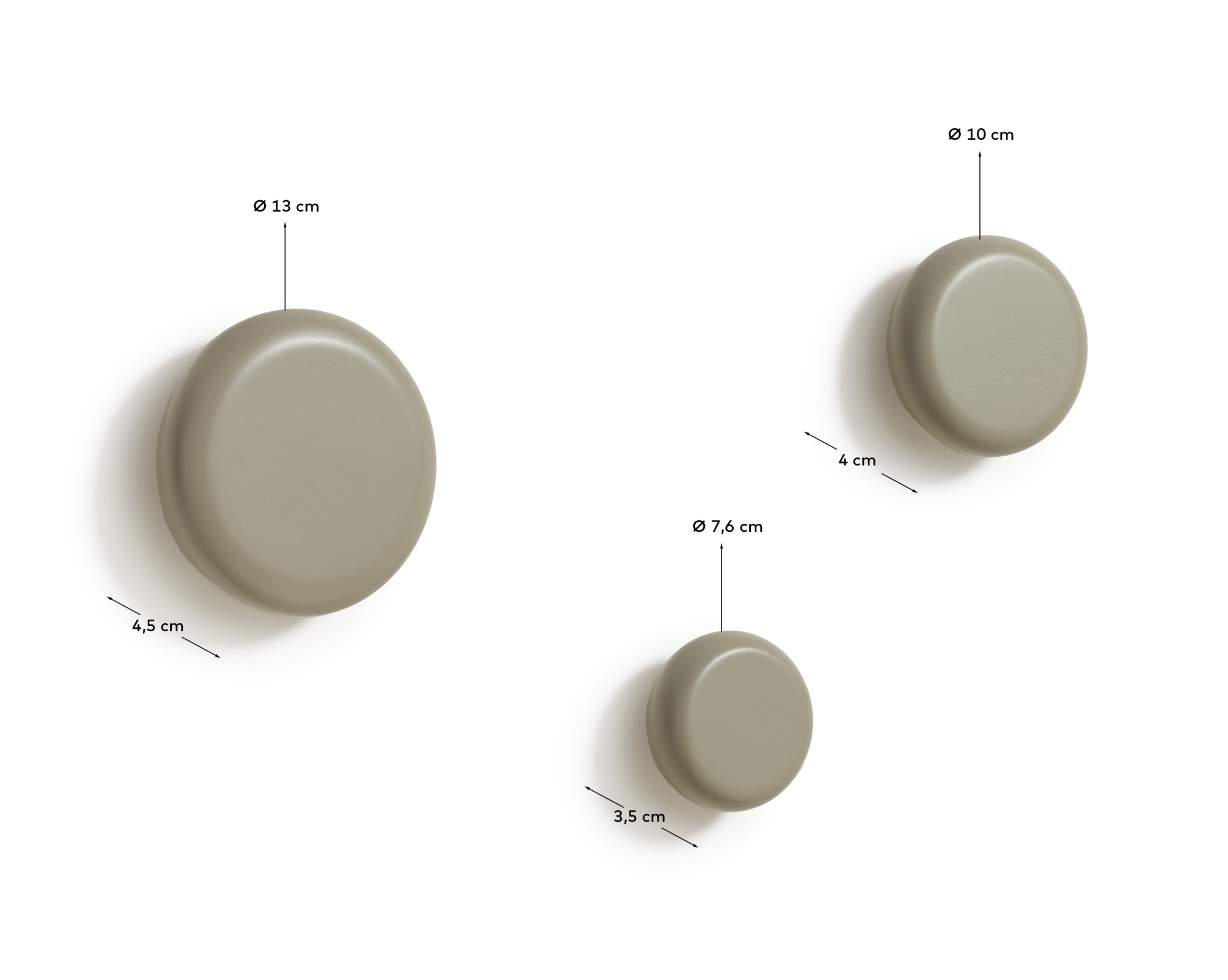 Nadue Набор из 3 настенных крючков из массива бука с серой отделкой La Forma (ex Julia Grup)