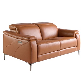 Диван 2-х местный с реклайнером 6180/KM6132-2P-M5676 из коричневой кожи Angel Cerda