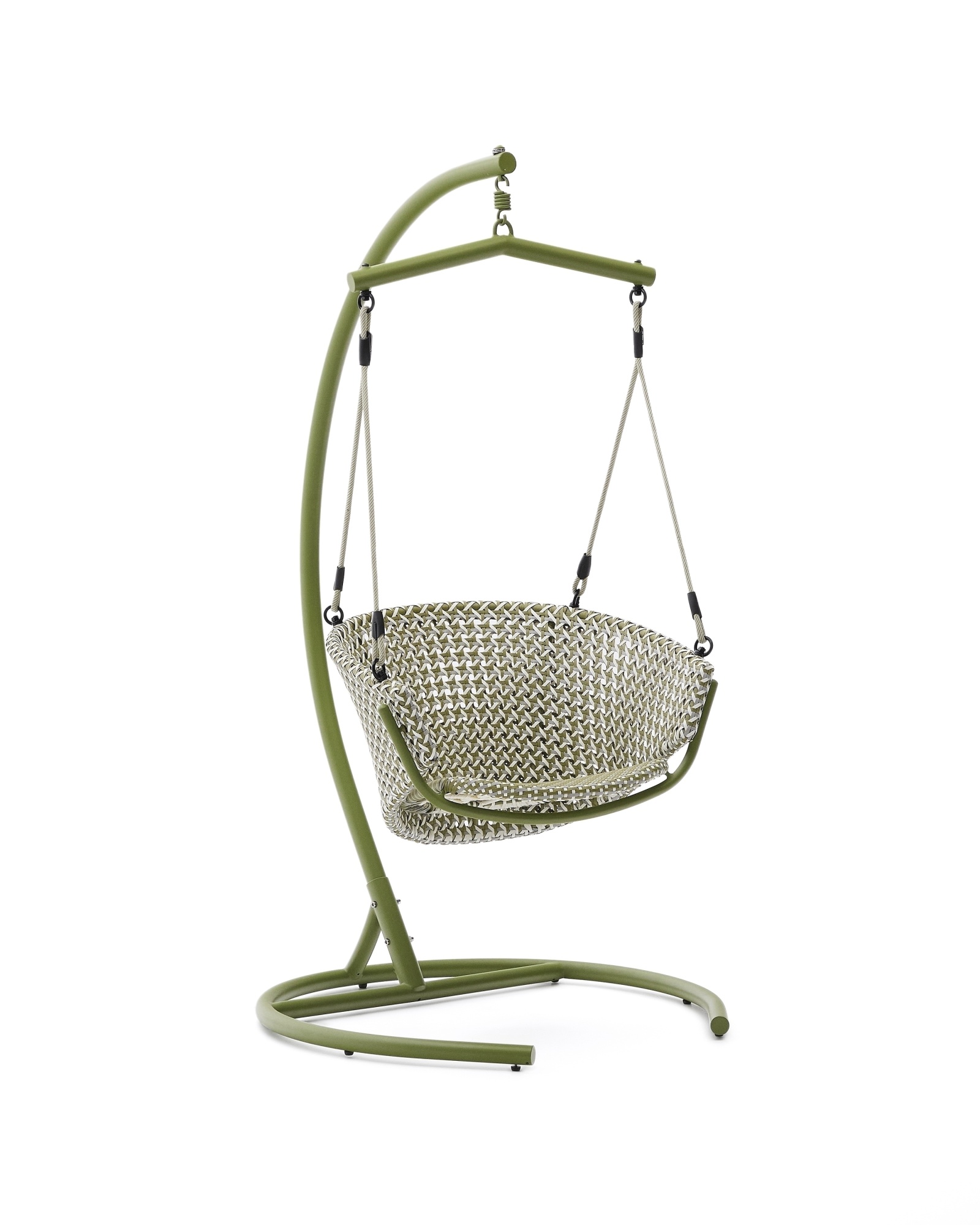 Подвесное кресло Saliga зеленого цвета из алюминия и искусственного ротанга La Forma (ex Julia Grup)
