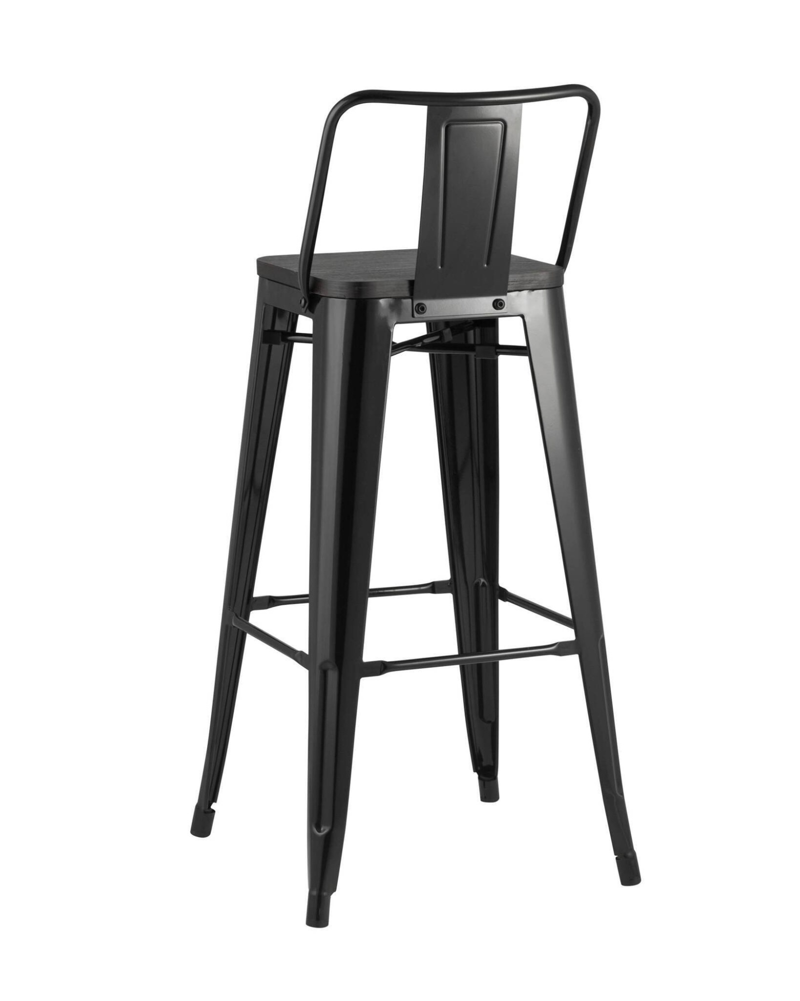 Стул барный TOLIX WOOD со спинкой черный глянцевый Stool Group