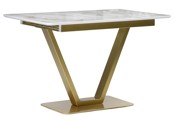 Стол стеклянный Woodville Бугун белый / золото 500006