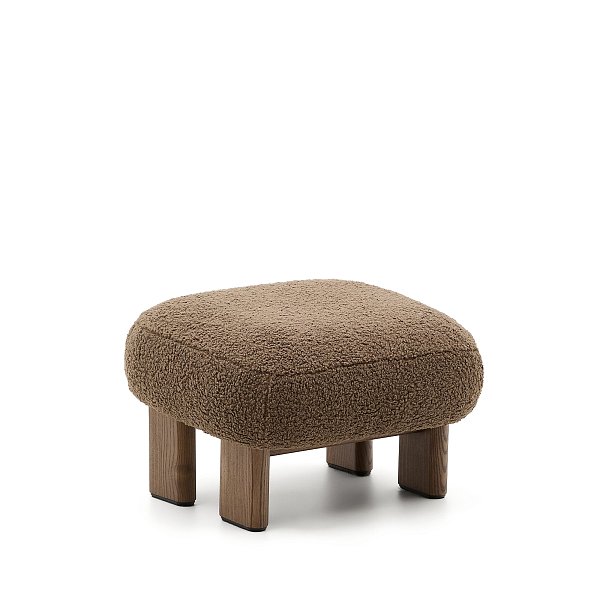 Пуф Cabana Taupe Boucle с ножками в отделке орех 65x55,4 La Forma (ex Julia Grup)