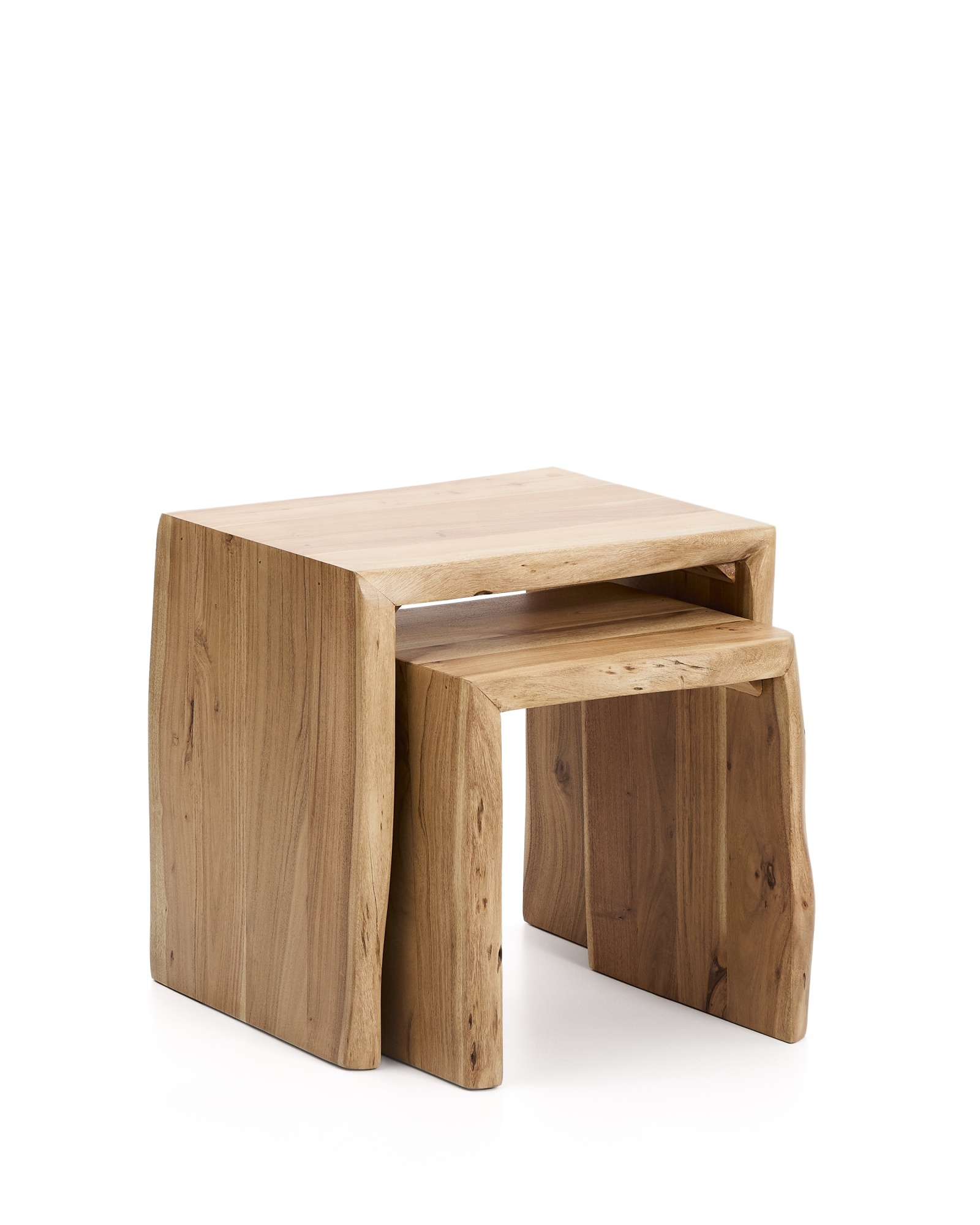 Комплект из 2-х столиков Lomiri из массива акации с выбеленной отделкой 50 x 42 см/34 x 42 La Forma (ex Julia Grup)