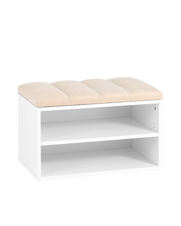 Обувница Хольст белая велюр бежевый Stool Group
