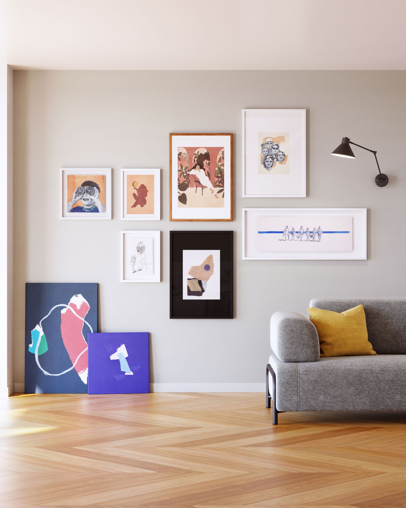 Zoeli синяя абстрактная картина 50 х 50 см La Forma (ex Julia Grup)