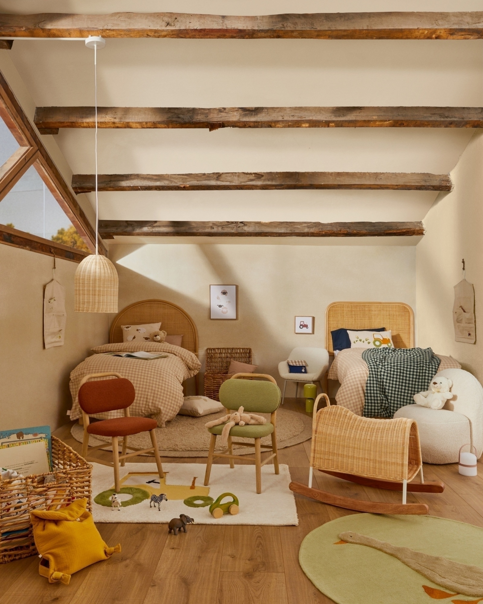 Ковер Pecky бежевый 100% хлопок с рисунком трактора 90 x 150 см La Forma (ex Julia Grup)