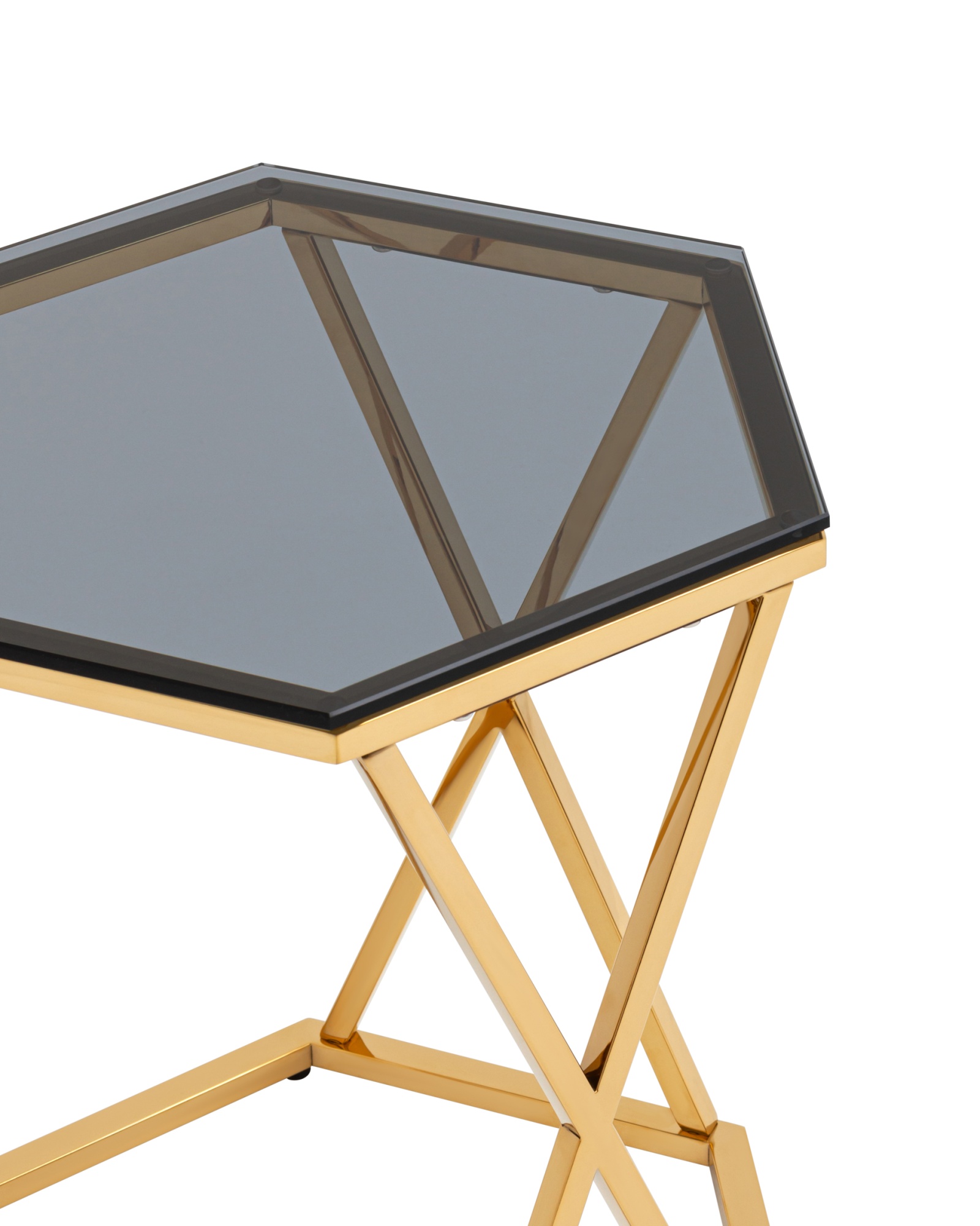 Журнальный столик Круз 48*42 стекло smoke сталь золото Stool Group