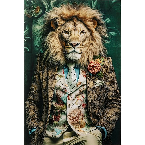 Картина стеклянная Mister Lion 150x100 см KARE 56277