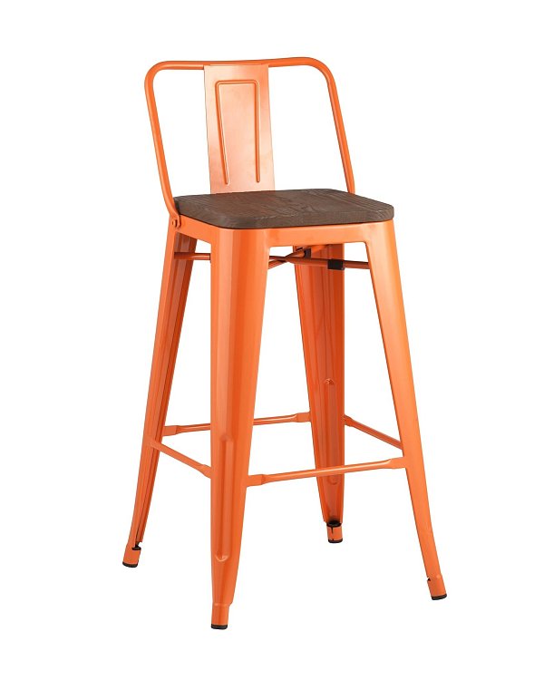 Стул полубарный TOLIX WOOD со спинкой оранжевый глянцевый Stool Group