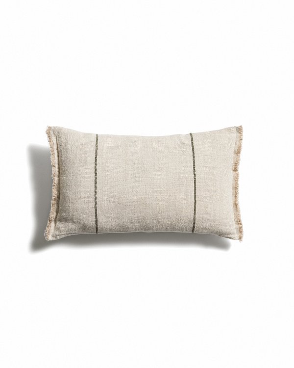 Чехол для подушки Lidore из бежевого льна с зелеными полосами, 30 x 50 см La Forma 481449