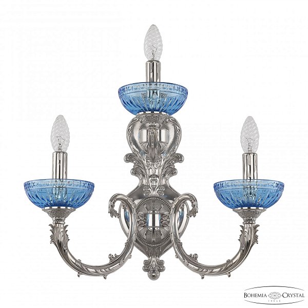 Бра бронзовые с хрусталём 7109B16/2+1/210 Ni P Aquamarine/M-1G