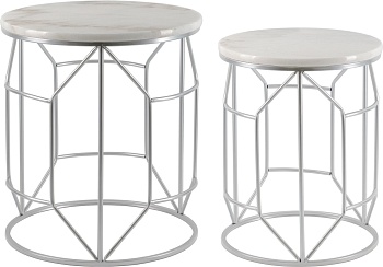 Столики интерьерные с белым мрамором, набор, Glasar 54-194/193
