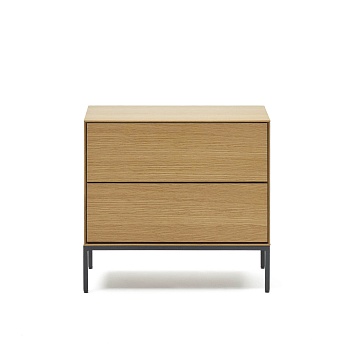 Vedrana Прикроватная тумба из дубового шпона со стальными ножками 60 x 55 см La Forma (ex Julia Grup)