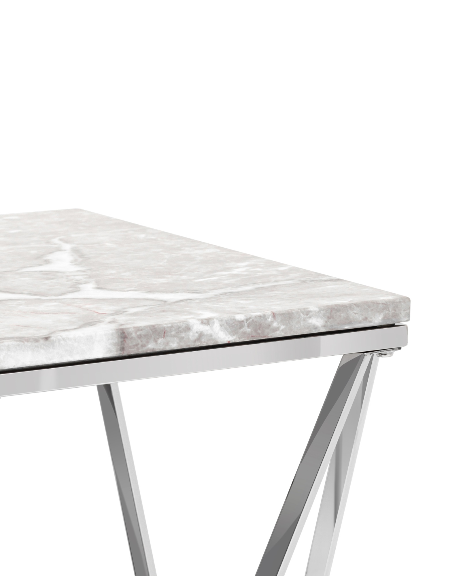 Журнальный столик Авалон 61*61 серый мрамор сталь серебро Stool Group