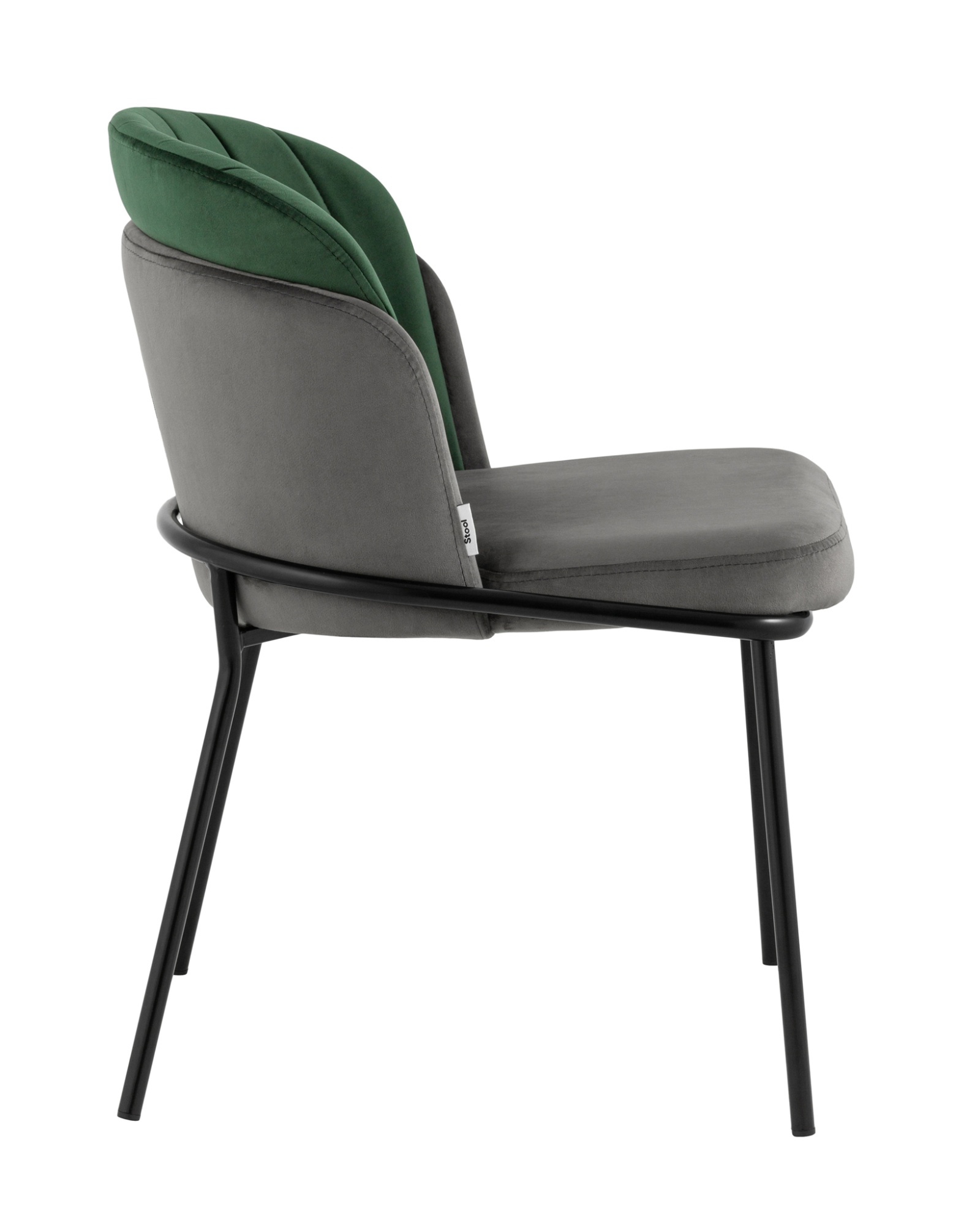 Стул Дабл велюр тёмно-серый с зеленой вставкой Stool Group
