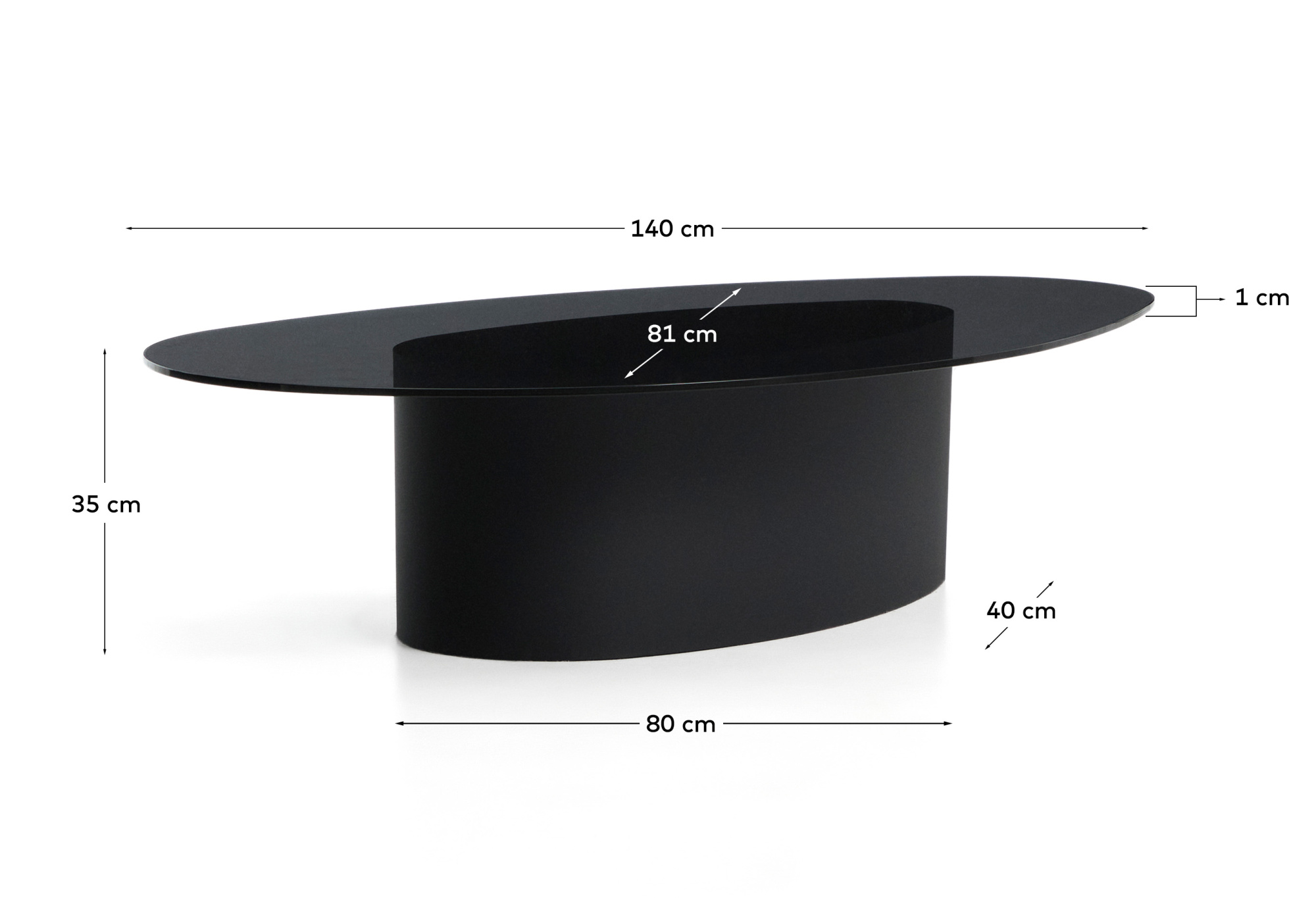 Журнальный столик Olir из черной стали и стекла 140 x 80 см La Forma 482451