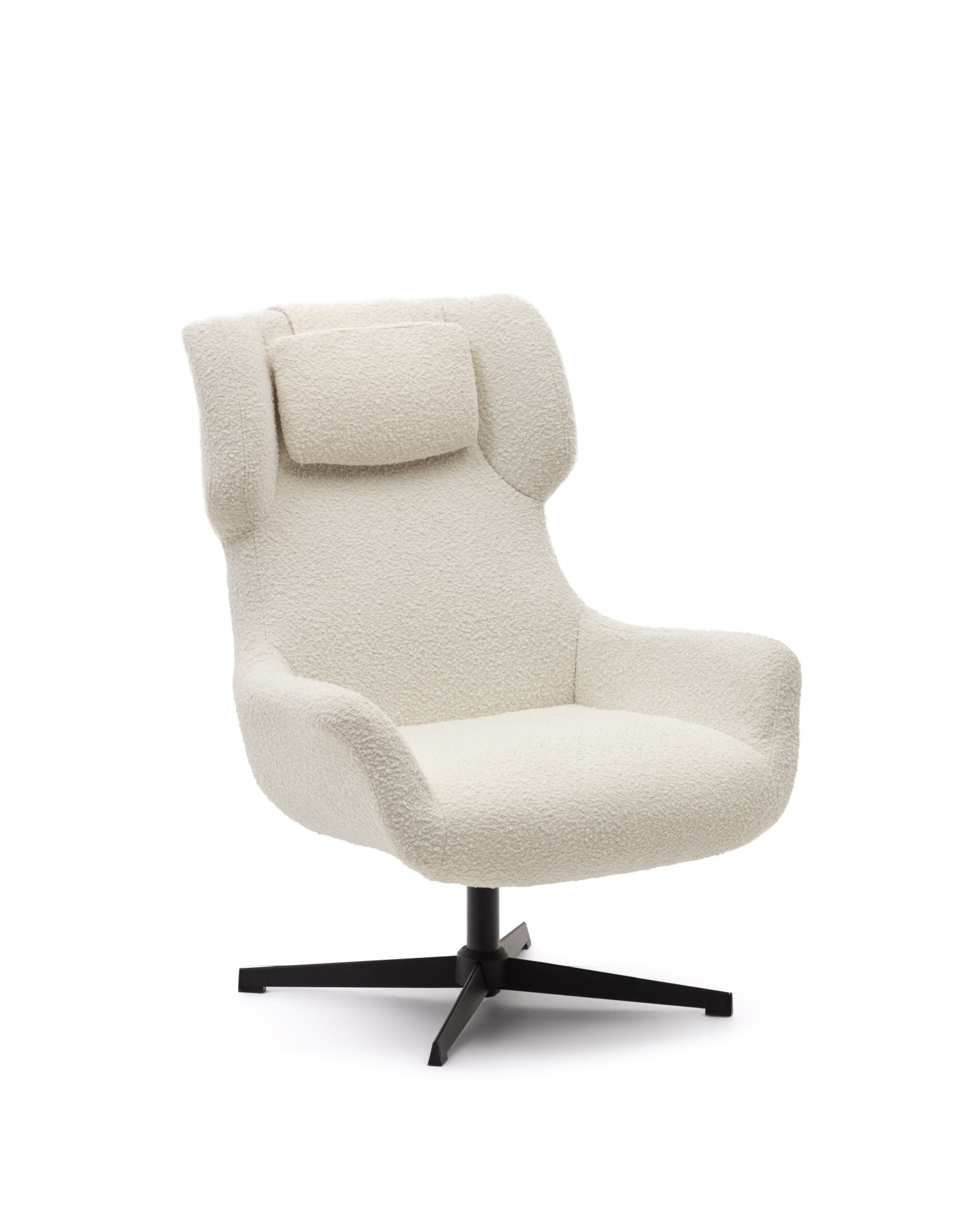 Zalina Вращающееся кресло с подлокотниками из белой ткани букле La Forma (ex Julia Grup)