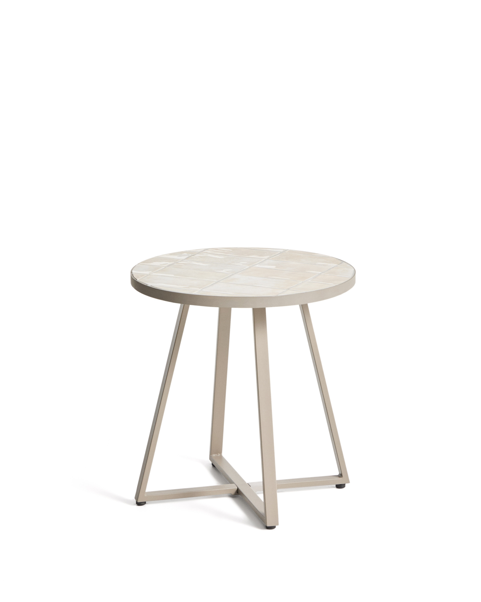 Уличный столик Tella из бежевой стали с бежевой плиткой 45 см La Forma 482359