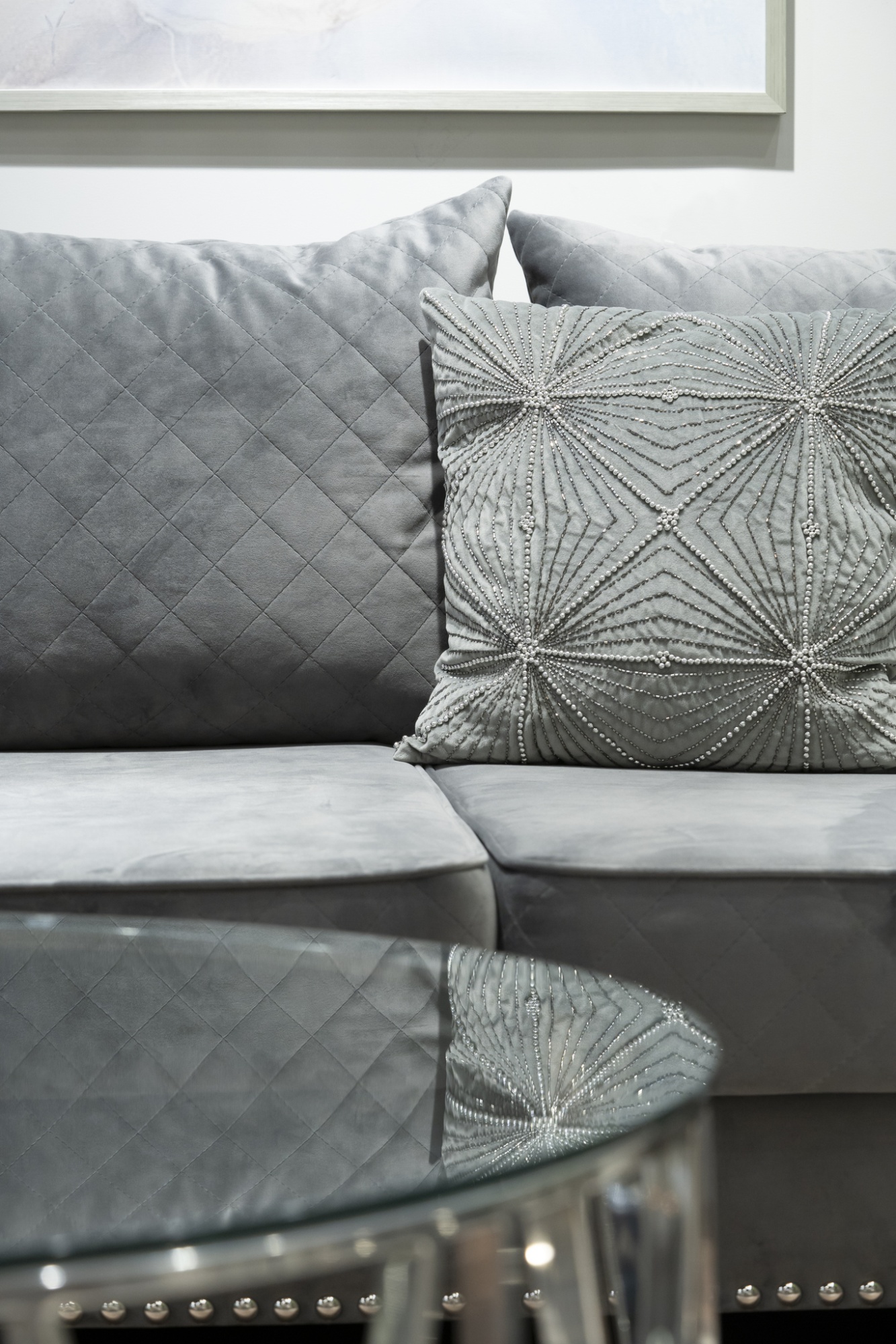 Подушка декоративная с бисером "Лучи" серебро Garda Decor 70SW-20306