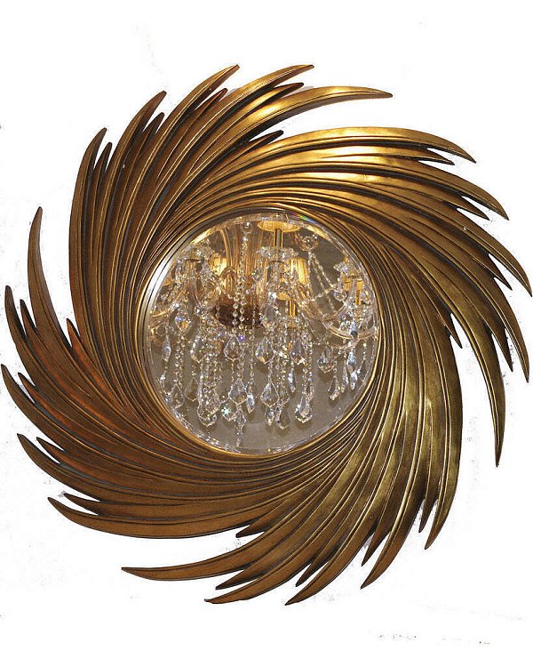Круглое зеркало в золотой раме Свирл Louvre Home LH159G