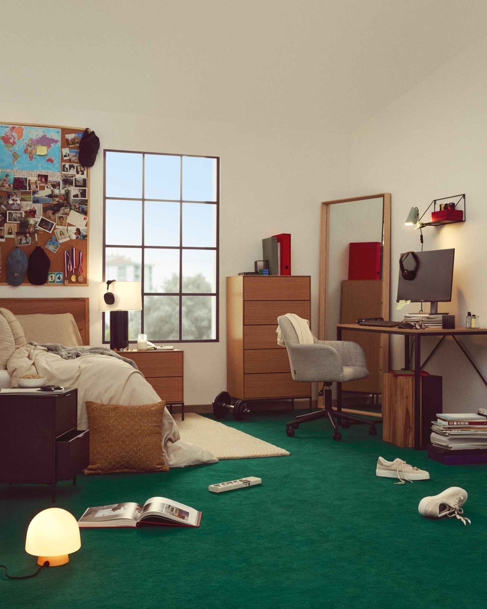 Кровать Alguema из дубового шпона с натуральной отделкой для матраса 90 x 200 см La Forma 209912