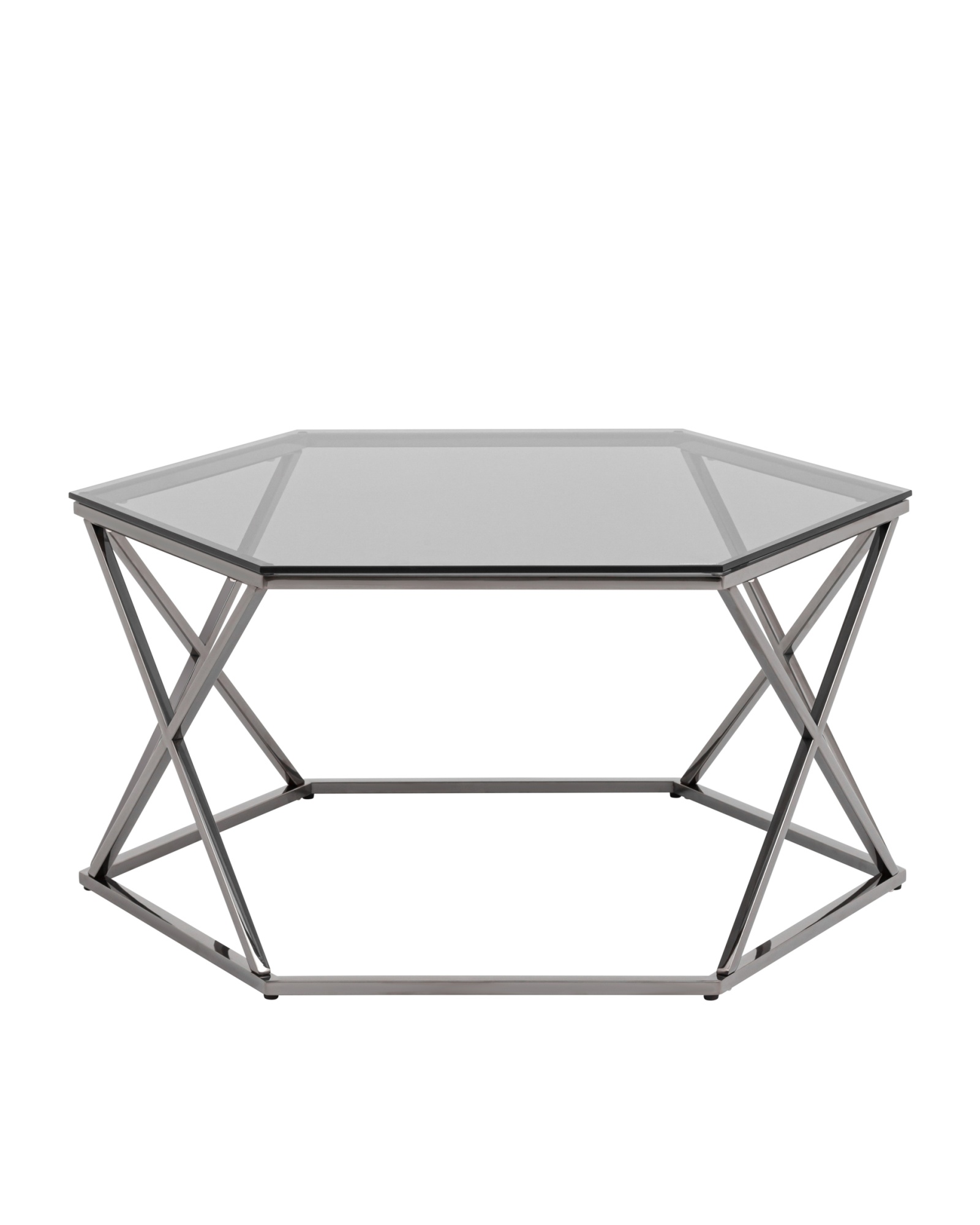 Журнальный столик Круз 93*80 стекло smoke сталь темный хром Stool Group